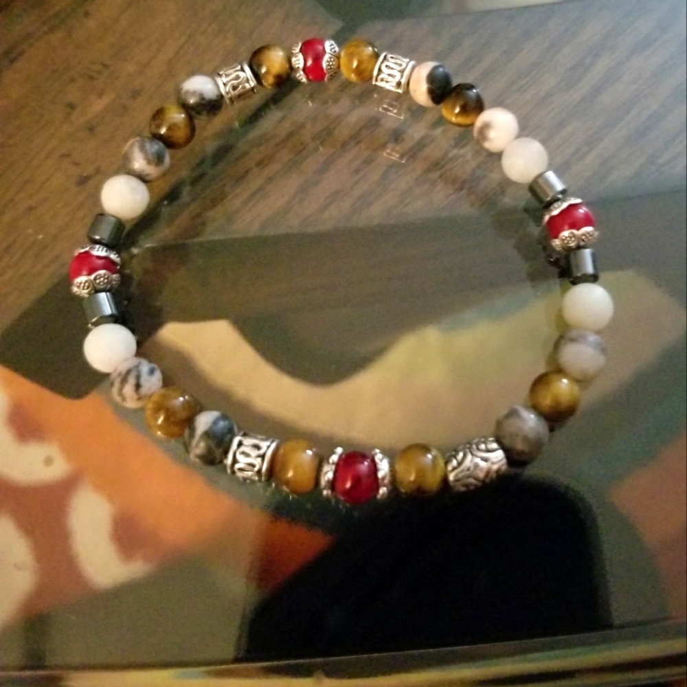 Bracelet tigers eye hematite amazonite zebra jasper